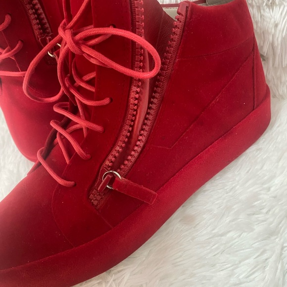 Giuseppe Zanotti Red Kriss Velvet Sneakers for men - Picture 13 of 16